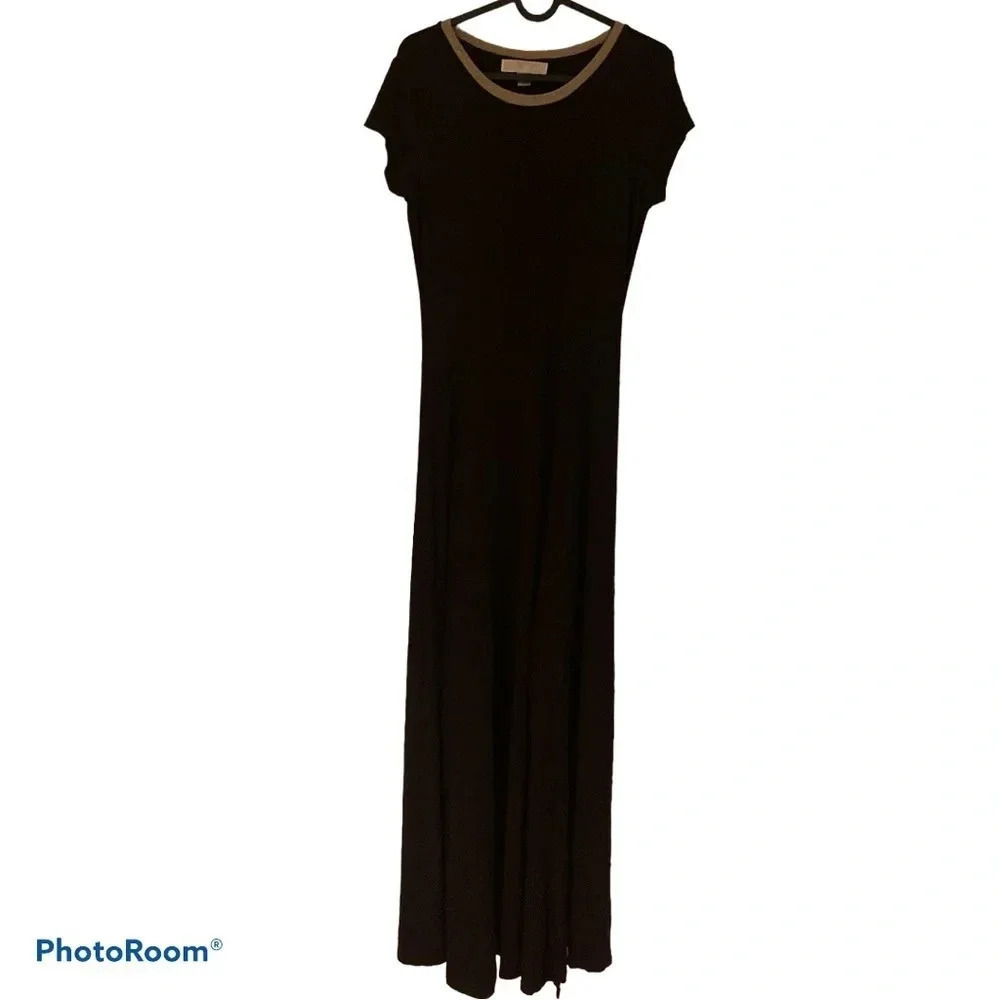 Michael Kors black knit sequins  crew neck maxi dress Sz S